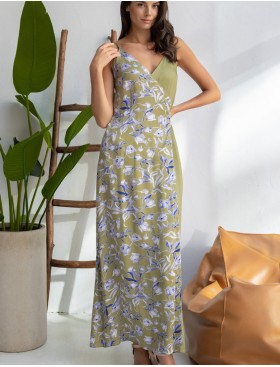 Сарафан длинный из вискозы и шёлка Mia-Amore LIBERTINA 1955, Цвет: оливковый, Размеры: M, изображение 3