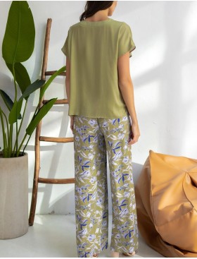 Брючный комплект из вискозы и шёлка Mia-Amore LIBERTINA 1956, Цвет: оливковый, Размеры: S, изображение 2