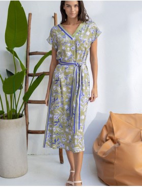 Платье домашнее из вискозы и шёлка Mia-Amore LIBERTINA 1958, Цвет: оливковый, Размеры: S/M