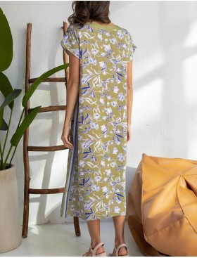 Платье домашнее из вискозы и шёлка Mia-Amore LIBERTINA 1958, Цвет: оливковый, Размеры: S/M, изображение 2