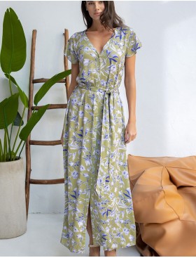 Длинное расклешенное платье-халат Mia-Amore LIBERTINA 1959, Цвет: оливковый, Размеры: L