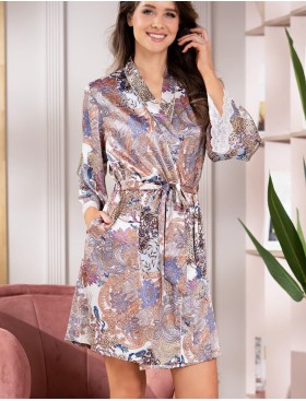 Шелковый короткий халат Mia-Amore MIA 3863, Цвет: мультицвет, Размеры: 2XL/3XL