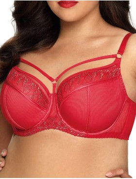 Бюстгальтер полумягкий со стрэпами Novika MARGOT N02 PU, Цвет: красный, Размеры: 65I