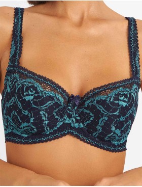 Бюстгальтер балконет кружево биколор Simona M 608/98 кварц-лазурит, Цвет: кварц-лазурит, Размеры: 90B, изображение 3
