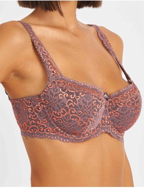 Бюстгальтер балконет кружево биколор Simona M 608 акула, Цвет: акула, Размеры: 85G, изображение 3