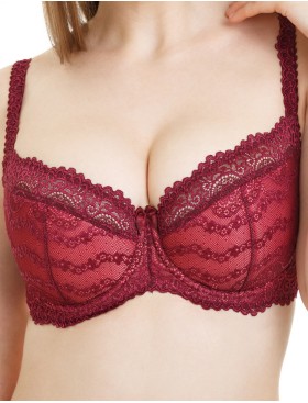 Бюстгальтер балконет кружевной Simona M 608 бордо-коралл, Цвет: бордо-коралл, Размеры: 75D