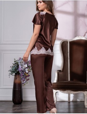 Шелковая пижама Mia-Amore MARILIN 3106 шоколадный, Цвет: шоколадный, Размеры: M, изображение 2