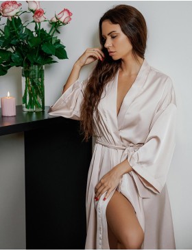 Элегантный халат-кимоно 5senses 7147 бежевый, Цвет: бежевый, Размеры: XS/S/M/L, изображение 3
