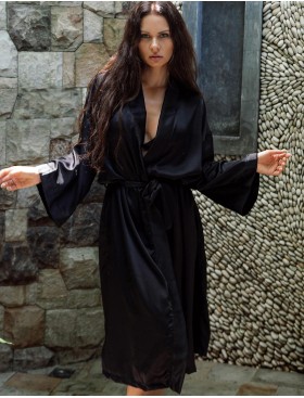 Элегантный халат-кимоно 5senses 7147 черный, Цвет: черный, Размеры: XS/S/M/L