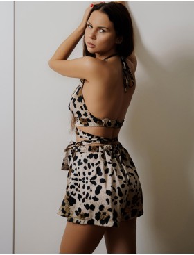 Соблазнительная пижама топ и шорты 5senses 7148 леопард, Цвет: леопард, Размеры: L, изображение 3