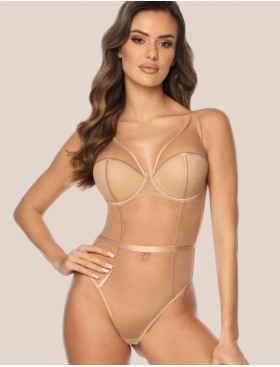 Боди с чашками пуш-ап Kinga CHARMY BODY 962-B, Цвет: бежевый, Размеры: 70D, изображение 6