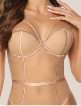 Боди с чашками пуш-ап Kinga CHARMY BODY 962-B, Цвет: бежевый, Размеры: 70D, изображение 4