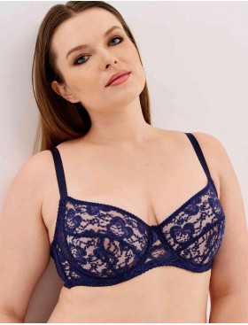 Бюстгальтер с мягкими кружевными чашками Lina A 6010 темно-синий, Цвет: темно-синий, Размеры: 70E, изображение 3