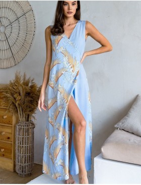 Длинный сарафан на запах Mia-Amore PALM BEACH 1988, Цвет: голубой, Размеры: 3XL