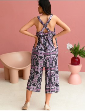 Комплект из вискозы майка туника и штаны кюлоты Mia-Mia ALBA 16507, Цвет: cиреневый, Размеры: S, изображение 2