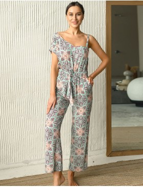 Комбинезон брючный вискоза Mia-Mia SIMONA 16533, Цвет: принт 901, Размеры: S