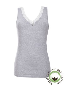 Хлопковая майка широкие бретели Sielei NATURAL COTTON 1436 grigio melange, Цвет: grigio melange, Размеры: XS, изображение 3