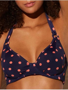 Верх купальника в горох Ysabel Mora 82289 синий/персиковый, Цвет: синий/персиковый, Размеры: 85E