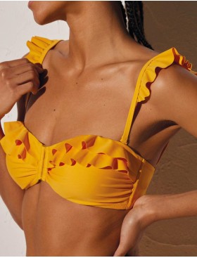 Купальный бюст бандо с рюшами Ysabel Mora 82177 желтый, Цвет: желтый, Размеры: 70C, изображение 2