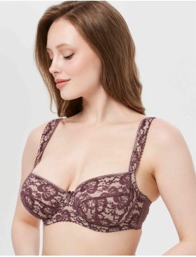 Бюстгальтер мягкий с подкроем Lina A 6017 / 6117 крокус-серебристый пион, Цвет: крокус/пион, Размеры: 75E, изображение 5