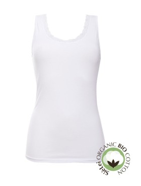 Хлопковая майка с кружевом Sielei NATURAL COTTON 1434 bianco, Цвет: bianco (белый), Размеры: S, изображение 3