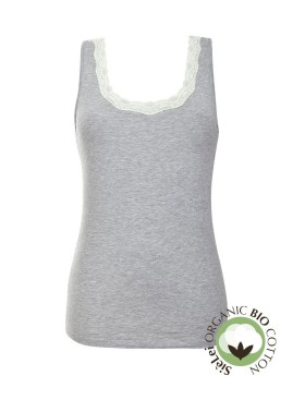 Хлопковая майка с кружевом Sielei NATURAL COTTON 1434 grigio melange, Цвет: grigio melange, Размеры: XL, изображение 5