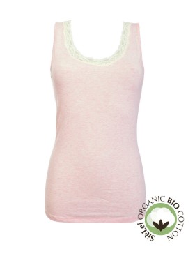 Хлопковая майка с кружевом Sielei NATURAL COTTON 1434 rosa melange, Цвет: rosa melange, Размеры: XS, изображение 3