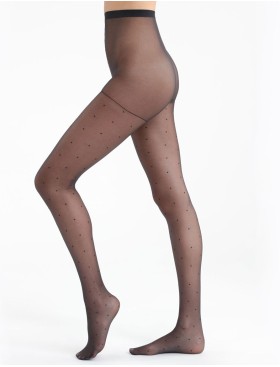 Тонкие прозрачные колготки с узором Dim 1229 MADAME SO CHIC 15 den, Цвет: черный, Размеры: 3/4