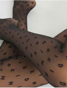 Фантазийные колготки Dim 0CVB STYLE logo pattern, Цвет: черный, Размеры: 3/4, изображение 3