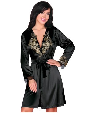 Атласный пеньюар LIVIA CORSETTI LC 90367 NATASHA SZLAFROK, Цвет: черный, Размеры: S/M