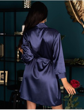 Атласный пеньюар LIVIA CORSETTI LC 90520 EDELINA SZLAFROK NAVY BLUE, Цвет: темно-синий, Размеры: M, изображение 2