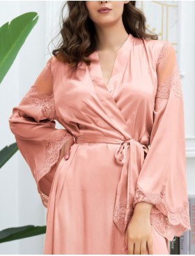 Шелковый халат длиной в пол Mia-Amore AURELIA 3899 чайная роза, Цвет: чайная роза, Размеры: L/XL, изображение 4