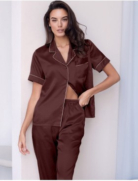 Пижама атласная Mia-Mella JULIA 8734 шоколадный, Цвет: шоколадный, Размеры: M, изображение 2