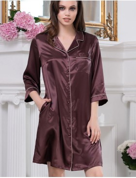 Атласная ночная рубашка Mia-Mella JULIA 8737 шоколадный, Цвет: шоколадный, Размеры: M
