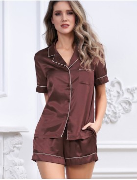 Атласный комплект с шортами Mia-Mella JULIA 8738 шоколадный, Цвет: шоколадный, Размеры: M