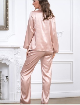 Атласная пижама тройка Mia-Mella JULIA 8735 светлая пудра, Цвет: светлая пудра, Размеры: M, изображение 2