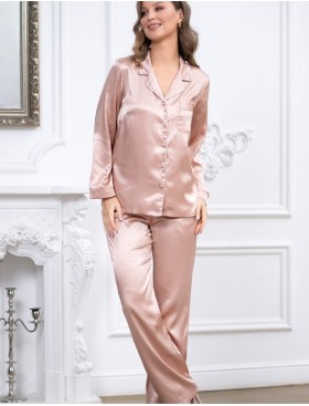 Атласная пижама с брюками Mia-Mella JULIA 8736 светлая пудра, Цвет: светлая пудра, Размеры: S