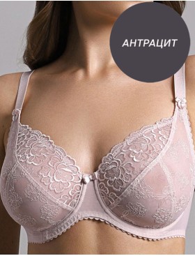 Мягкий бюстгальтер из неэластичной вышивки Misstyle 2548 антрацит, Цвет: антрацит, Размеры: 85F