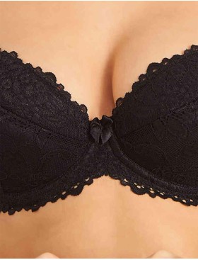 Кружевной бюстгальтер балконет пуш-ап Novella 640 черный, Цвет: черный, Размеры: 75D, изображение 5