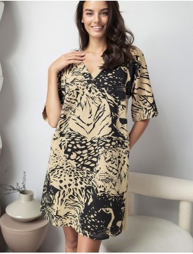 Платье-туника с анималистичным принтом Mia-Amore LEO 5001 песочный, Цвет: песочный, Размеры: 2XL/3XL, изображение 4