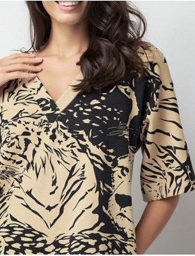 Платье-туника с анималистичным принтом Mia-Amore LEO 5001 песочный, Цвет: песочный, Размеры: 2XL/3XL, изображение 5