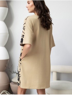 Платье-туника с анималистичным принтом Mia-Amore LEO 5001 песочный, Цвет: песочный, Размеры: 2XL/3XL, изображение 2