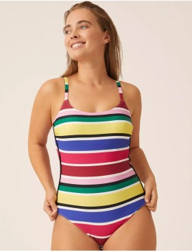 Полосатый слитный купальник Naturana 73407 CENTRAL PARK розовый/зеленый/фиолет, Цвет: розовый/зеленый/фиол, Размеры: 75B