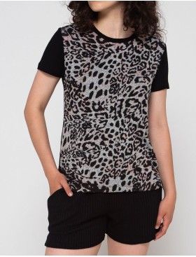 Леопардовый комплект с шортами Opium M-94/P-77, Цвет: леопард/черный, Размеры: L