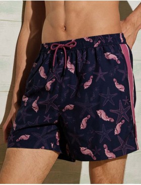 Мужские пляжные шорты Ysabel Mora 90091, Цвет: фиолетовый/вишневый, Размеры: L