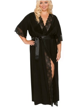 Длинный пеньюар Akcent 505 черный, Цвет: черный, Размеры: 2XL