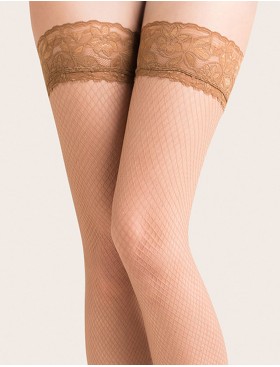 Чулки в мелкую сеточку Gabriella 151-221 CALZE KABARETTE бежевый, Цвет: бежевый, Размеры: 5/6