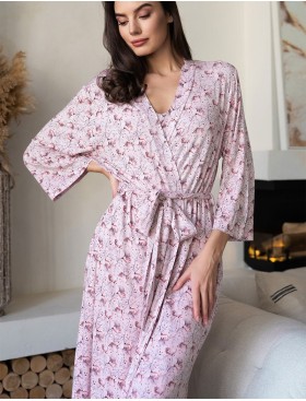 Халат женский длинный Mia-Amore INESSA 5019, Цвет: пудра, Размеры: 2XL/3XL, изображение 3