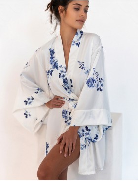 Атласный халат- кимоно Sensis GLADYS, Цвет: белый, Размеры: L/XL