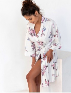 Атласный халат под пояс Sensis LUCRETIA, Цвет: белый, Размеры: L/XL, изображение 3